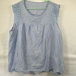 SHEIN Light Blue Lace Detail Blouse 0684